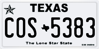 TX license plate COS5383