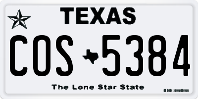 TX license plate COS5384