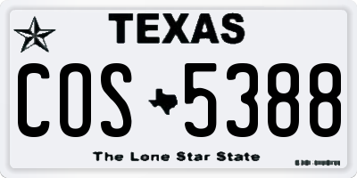 TX license plate COS5388