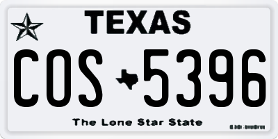 TX license plate COS5396