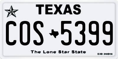 TX license plate COS5399