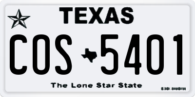 TX license plate COS5401