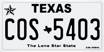 TX license plate COS5403