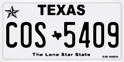 TX license plate COS5409
