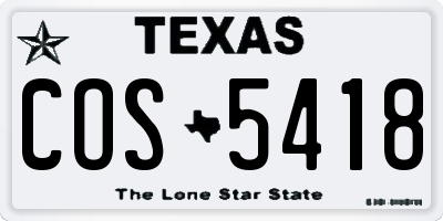 TX license plate COS5418