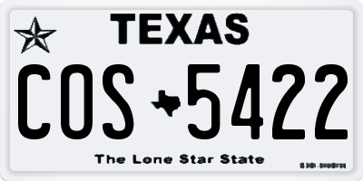 TX license plate COS5422