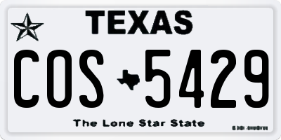 TX license plate COS5429