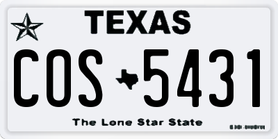TX license plate COS5431