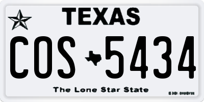 TX license plate COS5434
