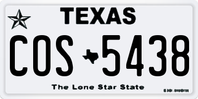 TX license plate COS5438