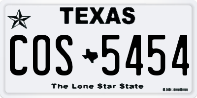 TX license plate COS5454