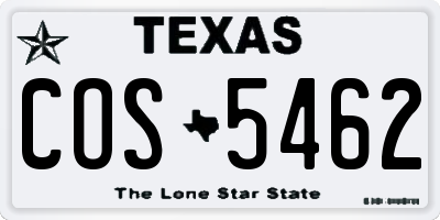 TX license plate COS5462