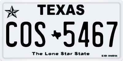 TX license plate COS5467