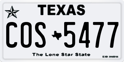 TX license plate COS5477
