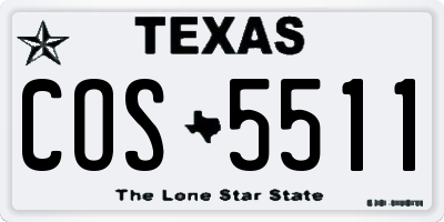 TX license plate COS5511
