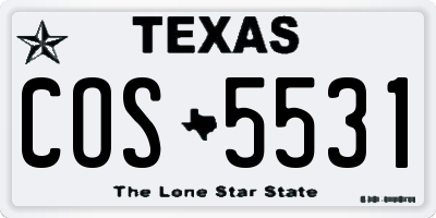 TX license plate COS5531