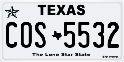 TX license plate COS5532