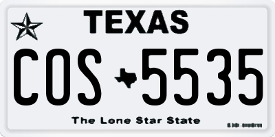 TX license plate COS5535