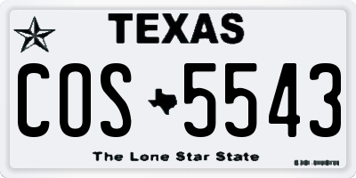 TX license plate COS5543