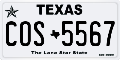 TX license plate COS5567