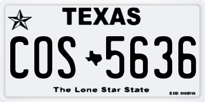 TX license plate COS5636