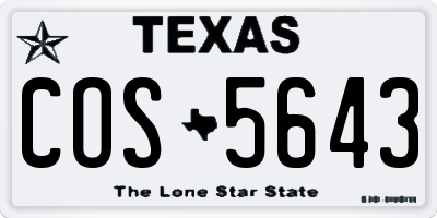 TX license plate COS5643