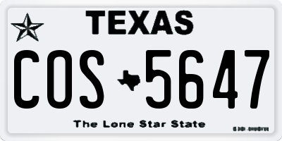 TX license plate COS5647