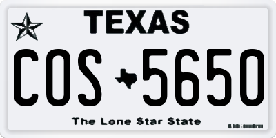 TX license plate COS5650