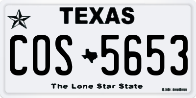 TX license plate COS5653