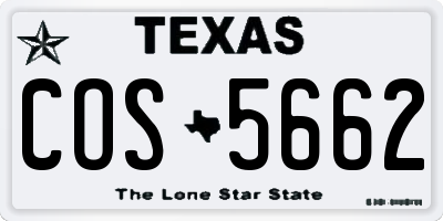 TX license plate COS5662