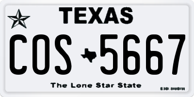 TX license plate COS5667
