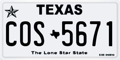 TX license plate COS5671