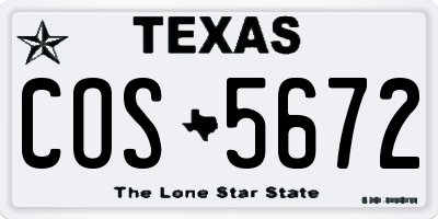 TX license plate COS5672