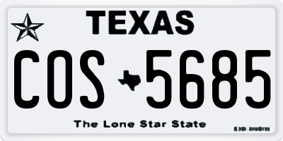TX license plate COS5685