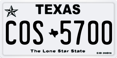 TX license plate COS5700