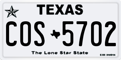 TX license plate COS5702
