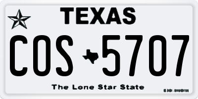 TX license plate COS5707