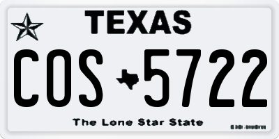 TX license plate COS5722