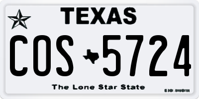 TX license plate COS5724