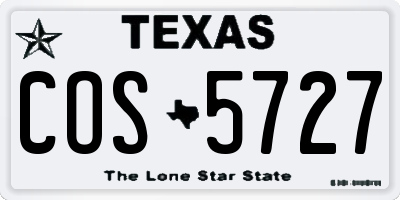 TX license plate COS5727