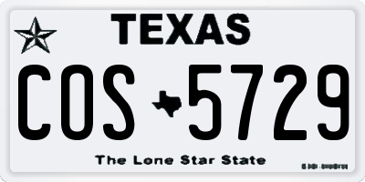 TX license plate COS5729