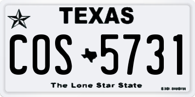TX license plate COS5731