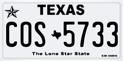 TX license plate COS5733