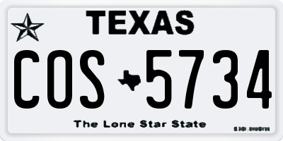 TX license plate COS5734