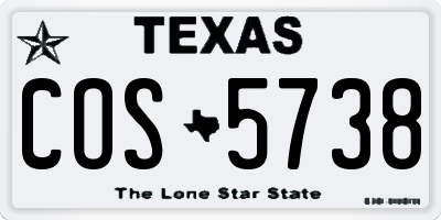TX license plate COS5738