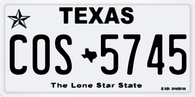 TX license plate COS5745