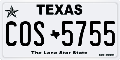 TX license plate COS5755
