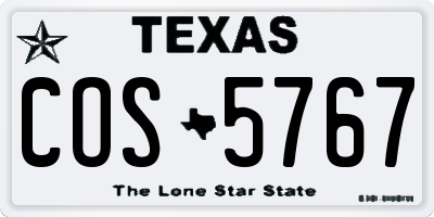 TX license plate COS5767