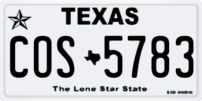 TX license plate COS5783