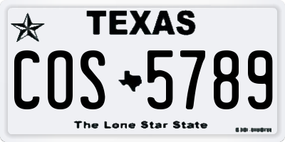 TX license plate COS5789